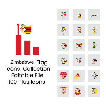 Zimbabwe flag icons in new design