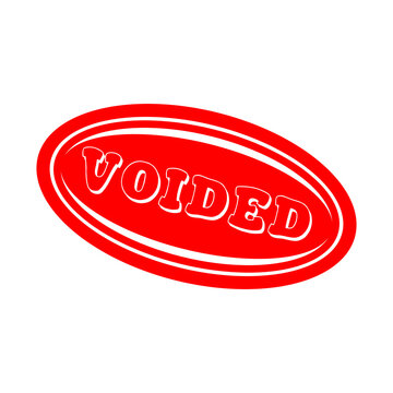 Bright red oval rubber stamp with the word voided inside for official business documents and legal paperwork