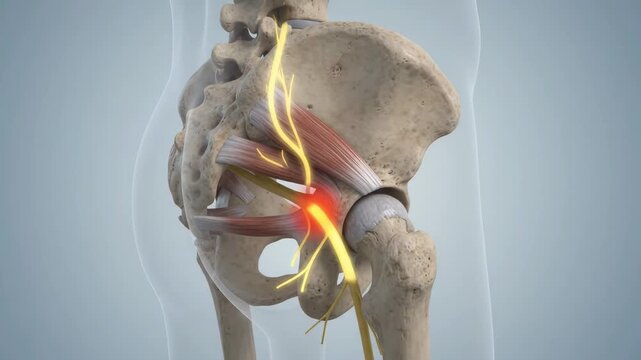Sciatic Nerve Entrapment Beneath Piriformis During Hip Rotation for Medical Education