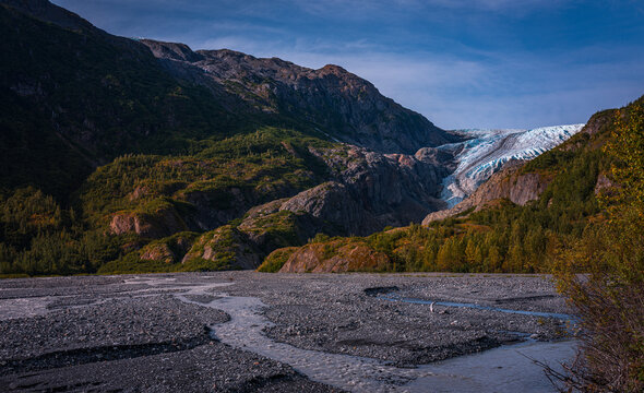 Seward Alaska mountain landscape at Exit Glacier in Kenai Fjords National Park, USA