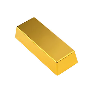 Shiny gold bar ingot in 3d render isolated on transparent background, investment and wealth concept.