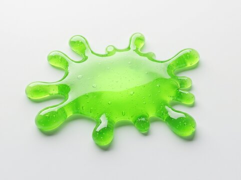 A bright green liquid slime splash with bubbles on a smooth surface for fun creative design and texture art