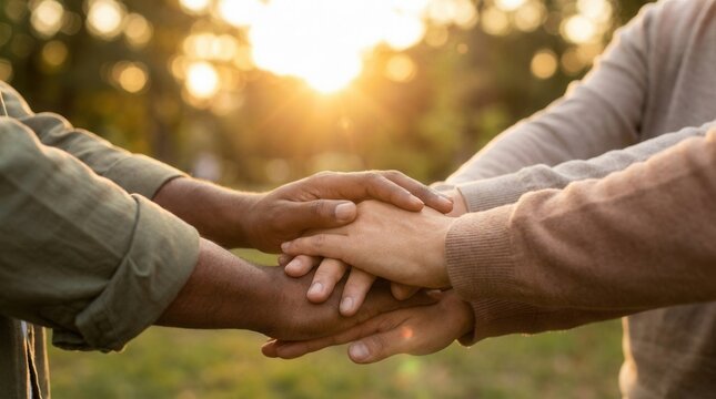 Diverse ethnicities of people volunteering together for a social cause with bokeh background.