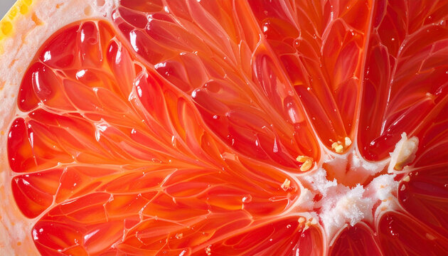Close-up cross-section of a vibrant blood orange fruit