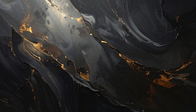 Luxurious black and gold abstract liquid marble texture background