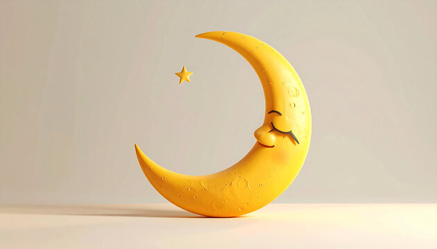 Cute smiling moon with star at night