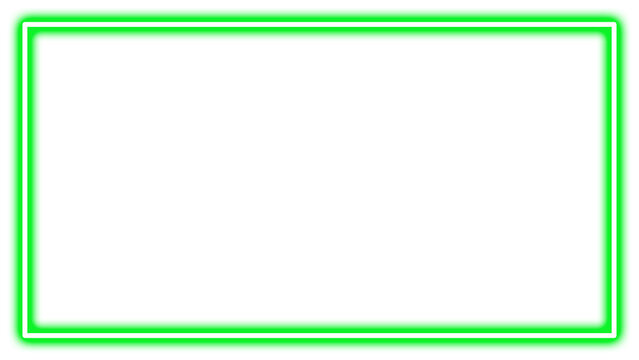 Lime Green Neon Rectangular Glowing Frame Border with Outer Glow Isolated on Transparent Background