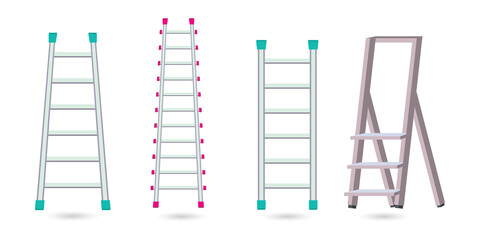 Four different types of ladders for home improvement projects transparent background © Mahmuda