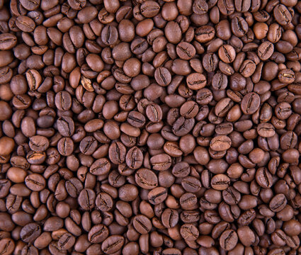 Close-up background of coffee beans