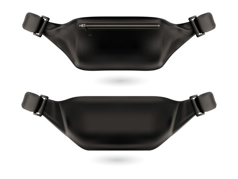 Modern black fanny pack isolated on transparent background