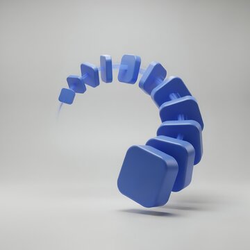 Abstract Blue 3D Loading Progress Blocks Forming a Curved Circular Sequence