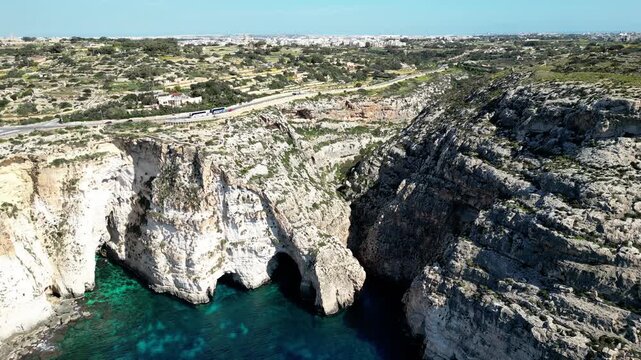 Blue Grotto, Malta, aerial shots