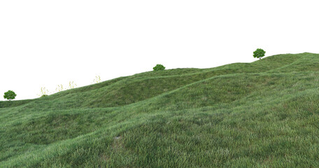 Obraz premium Green hills panorama landscape isolated on white or transparent png