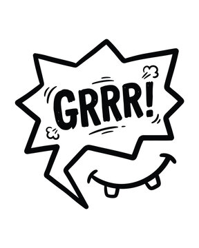 Comic speech bubble with grrr text and monster teeth