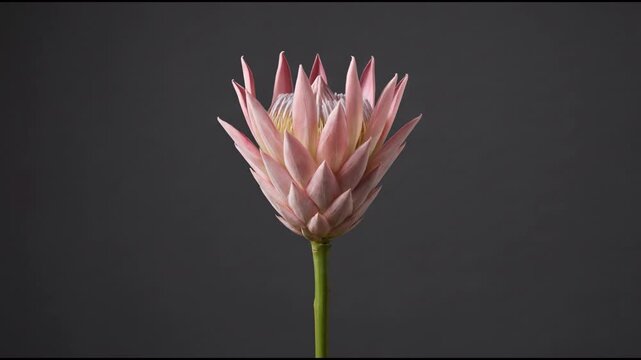 Pink Protea Flower Slowly Blooming
