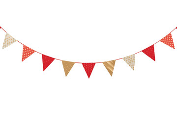 Fototapeta premium Red and beige triangular bunting garland