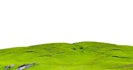 Obraz premium Green hills panorama landscape isolated on white or transparent png