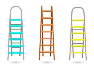 Colorful ladders for climbing and reaching high shelves transparent background © Mahmuda