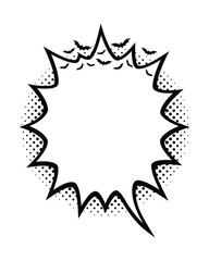 Obraz premium Comic speech bubble with bats and halftone pattern