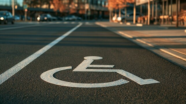 Accessible parking symbol on asphalt
