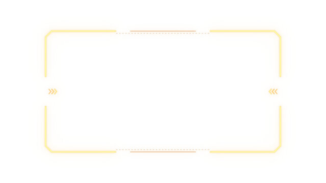 Sci-fi HUD split frame with arrow chevrons and glowing futuristic border