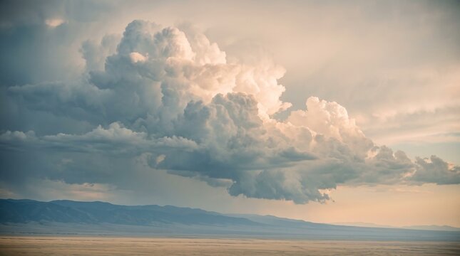 Sunlit Cumulonimbus Tower Over a Wide Plain