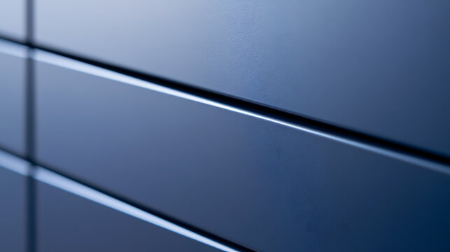 Abstract minimalist background with dark blue metallic panels and sharp diagonal lines creating a modern industrial architecture concept