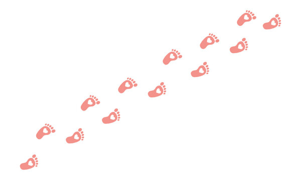 Pink baby footprints with white hearts