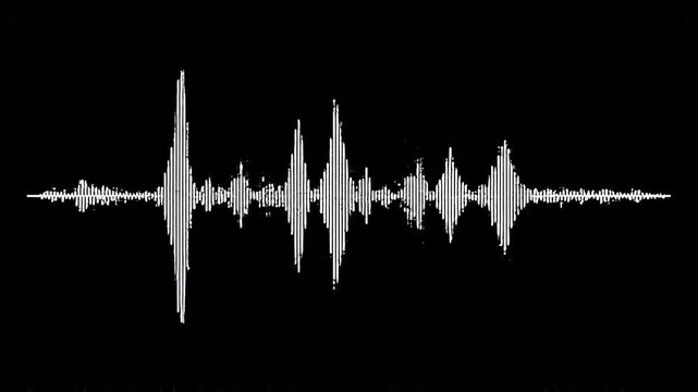 Abstract sound wave graphs evolving with increasing amplitude and complexity during audio analysis on a dark background