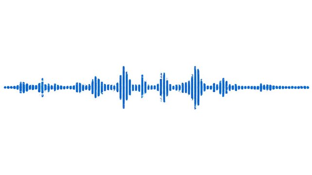 Abstract sound wave patterns in blue against a clean white background with cinematic motion