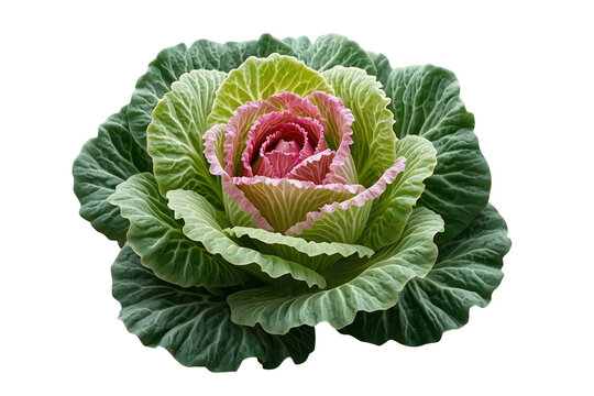 Ornamental cabbage with pink center and green leaves
