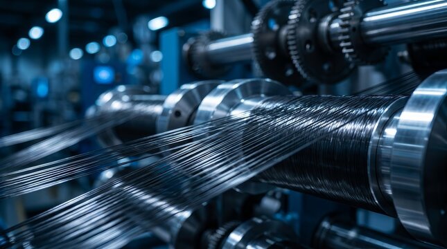 Industrial carbon fiber precursor extrusion lines showcasing multiple fiber tow sizes spinning.