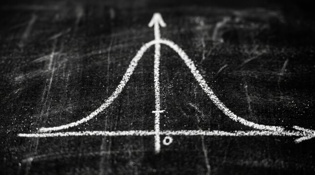 A conceptual illustration of statistical data analysis showing a distribution curve and axes.