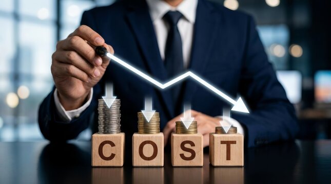 Businessman developing company cost saving and cost management strategies.