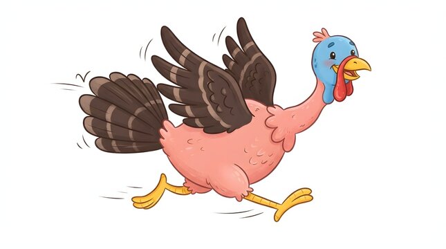 A delightful cartoon turkey running with festive colors for thanksgiving celebrations