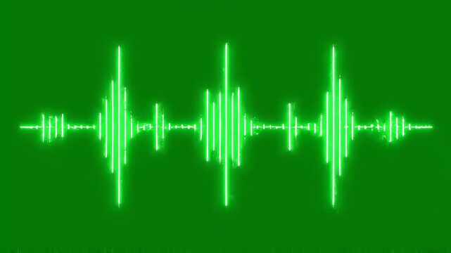 Green audio waveforms displayed on a black background with subtle cinematic motion
