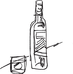 Obraz premium bottle alcohol bar vector line art drawing illustration 