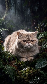 Cinematic Exotic Shorthair in Dewy Morning Light