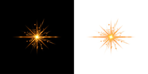Fototapeta premium Dynamic starburst light effect with vibrant colors beautifully isolated on transparent background