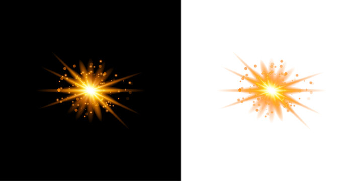 Dynamic starburst light effect with vibrant colors beautifully isolated on transparent background