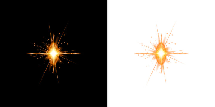 Dynamic light flare effect with vibrant colors isolated on transparent background