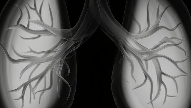 Abstract X-ray of Lungs with Bronchial Tree