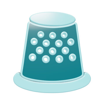 3D rendered teal sewing thimble icon with dimpled surface texture and rounded rim for tailoring and fashion projects isolated on a transparent background