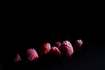 Frozen raspberries with copy space for food blog © Iryna