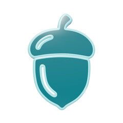 Teal 3D acorn icon with smooth glossy finish and rounded edges for nature themed projects isolated on a transparent background © Trendy_Desing