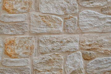 Textured beige and white stone wall background, Bari, Italy © 2xwilfinger