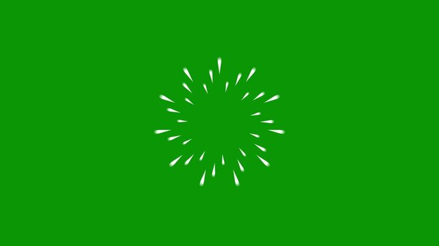 Abstract fireworks circle explosion with glowing ellipse lines, vector explosions motion effects, pop up blast circle burst motion graphics,circle burst animation green background in. 4k loop video