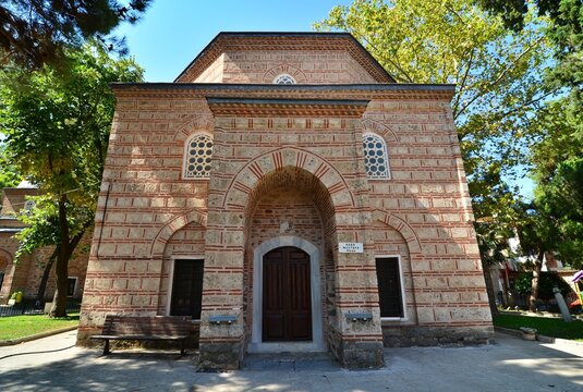 A view of the Kara Mustafa Pasha Tomb, located within the historic Hamza Bey Complex in the city of Bursa, Turkey.