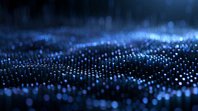 Abstract Blue Digital Big Data Wave Background