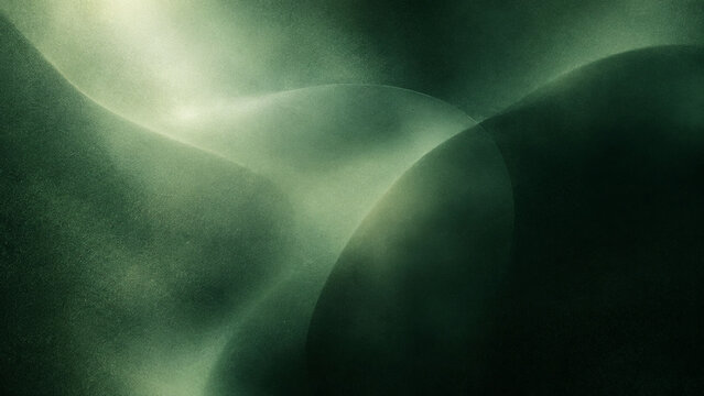 Abstract sage green gradient background with soft flowing waves and misty light